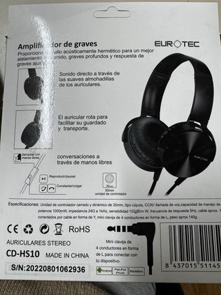 Auriculares EUROTEC Extra Bass CD-NS10