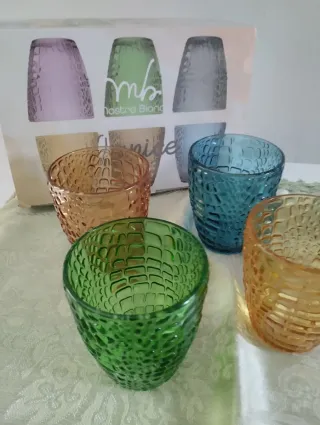 Set 6 Bicchieri Vetro Colorati