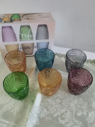 Set 6 Bicchieri Vetro Colorati