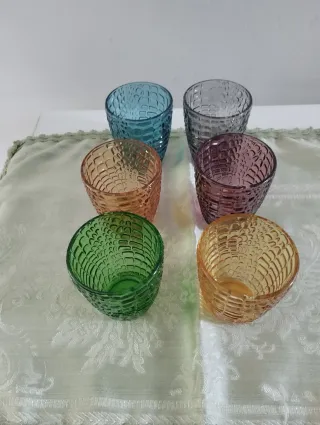 Set 6 Bicchieri Vetro Colorati