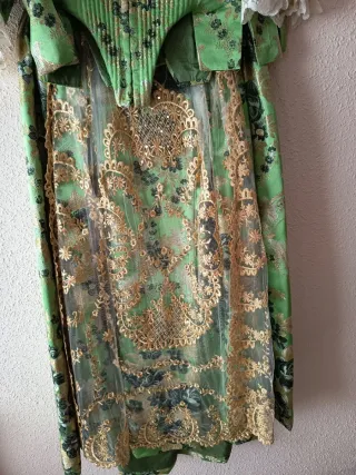 Traje de Fallera Adulta Verde y Dorado