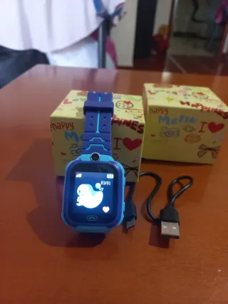 Smartwatch infantil azul com caixa