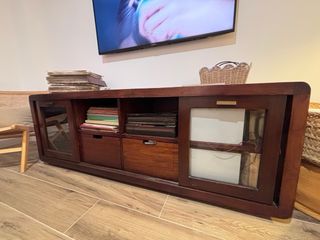 Mueble TV Banak Madera y Cristal