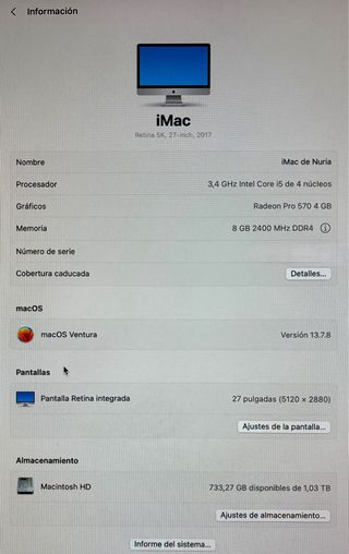 iMac 27” Pantalla Retina 4K Plata
