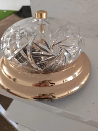 Lámpara de techo cristal y metal dorado