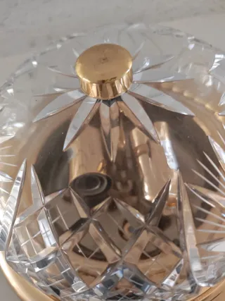 Lámpara de techo cristal y metal dorado