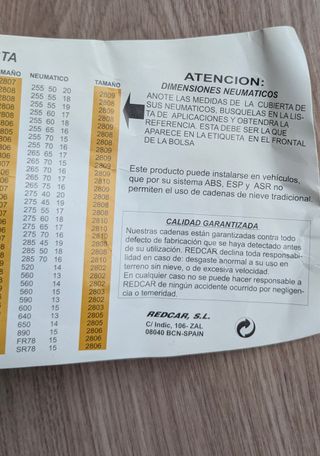 Cadenes de neu tèxtils Trophy - mida 2807