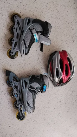 Patines en línea y casco. Talla 36-40