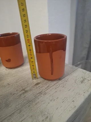 Set 4 Vasos y 1 Cuenco Barro