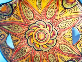 Bandeja cerámica artística grabada 43 cm artesanal