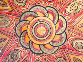 Bandeja cerámica artística grabada 43 cm artesanal