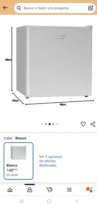 Mini nevera frigorifico.Cecotec Minibar GrandCoole