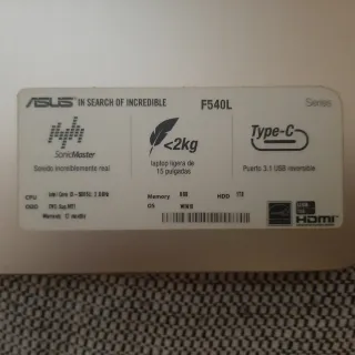 Portátil Asus F540L, Intel Core i3 GeForce