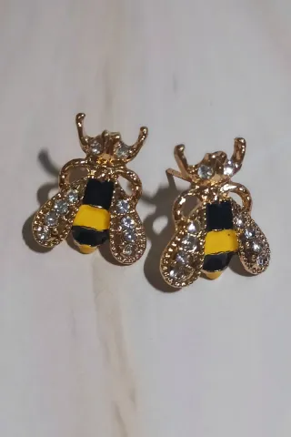 Pendientes y broche abeja cadena