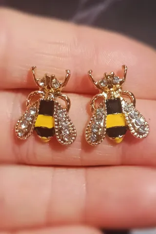 Pendientes y broche abeja cadena