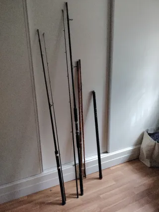 3 Cañas de Pesca Río, redes trampa y zalabar daiwa