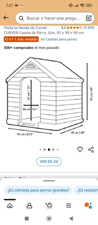 Caseta perro grande beige/gris