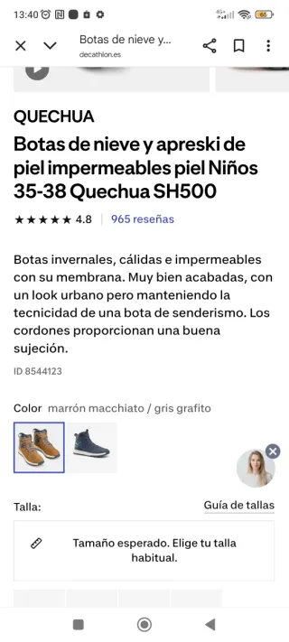 Botas Nieve Quechua Niño Impermeables Talla 38