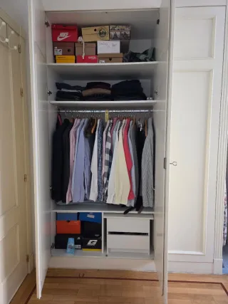 Armario 2 cuerpos 150cm blanco beige