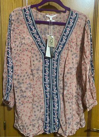 Blusa Shourten Cotton floral rosa talla L