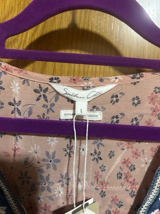 Blusa Shourten Cotton floral rosa talla L