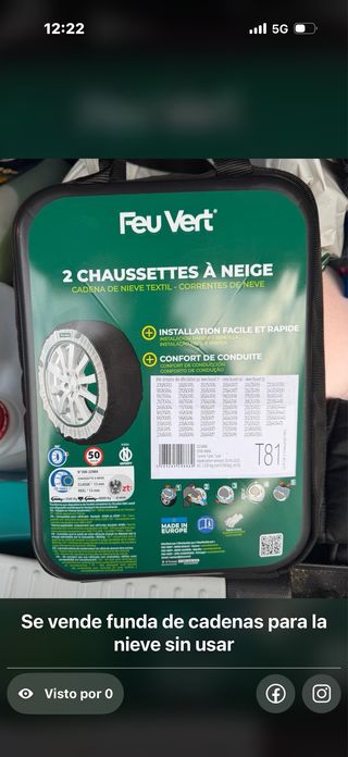 Funda de cadenas para la nieve sin estrenar.