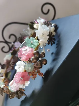 Tiara/Corona Novia Flores Multicolor