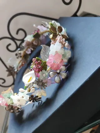 Tiara/Corona Novia Flores Multicolor