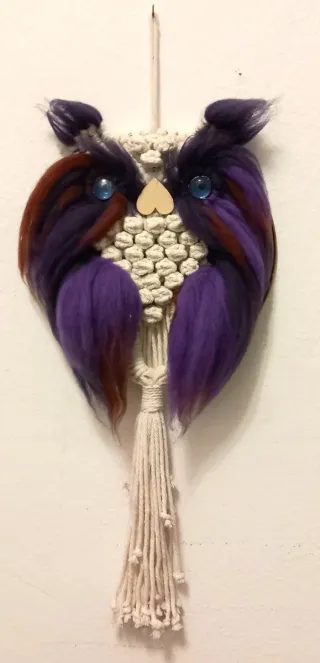 Gufo in macramè decorativo