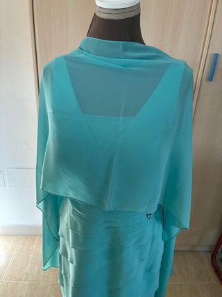 Vestido de fiesta azul verdoso