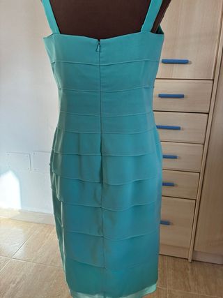 Vestido de fiesta azul verdoso