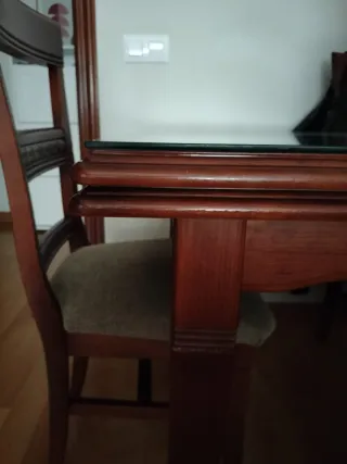 Mesa de salón con tapa de cristal Extensible a 2'5