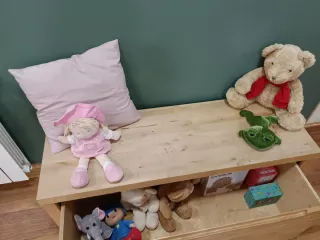 Banco de madera con cajón de almacenaje