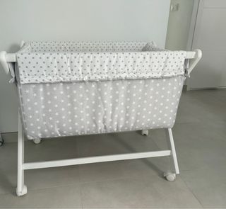 Minicuna estrellas gris y blanca