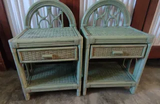 Comodini in rattan verde