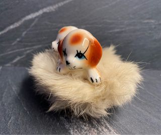 Tris Cagnolini Vintage Ceramica Pelliccia