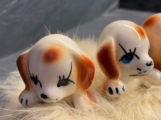 Tris Cagnolini Vintage Ceramica Pelliccia