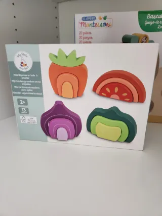 Encajables bebé verduras madera