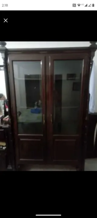 Vitrina de madera y cristal