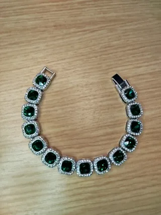 Bracciale Zirconia Pietre Verdi e Argento