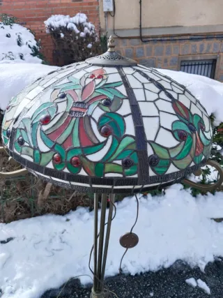 Pareja Lámparas Tiffany Cristal y Metal