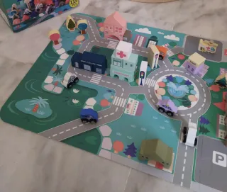 Bloques de madera construcción ciudad