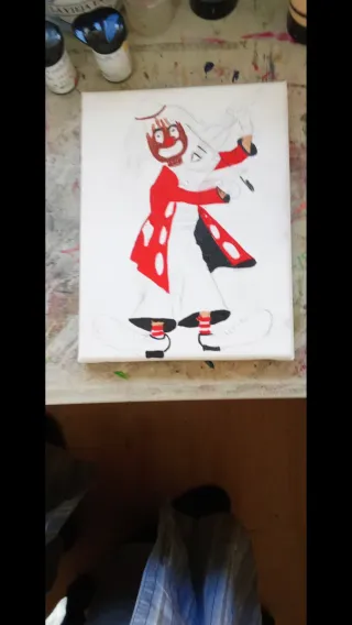 Cuadro payaso pintado acrílico sobre lienzo