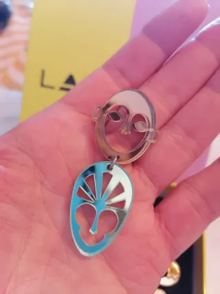 Pendientes Lausett tribales beige y turquesa