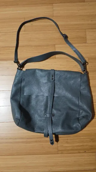 Borsa vera pelle grigia tracolla