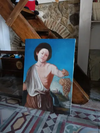 Quadro antico, Bacco, olio su tela, 50 x 70 cm