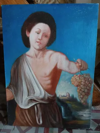Quadro antico, Bacco, olio su tela, 50 x 70 cm