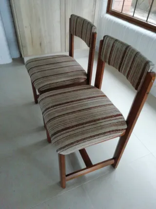 2 Sillas Madera Tapizadas Años 70