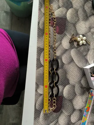 Collana lunga nera e oro