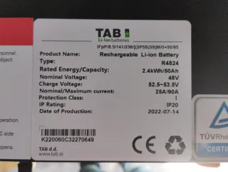 Batería Litio TAB R4824 Solar 48V